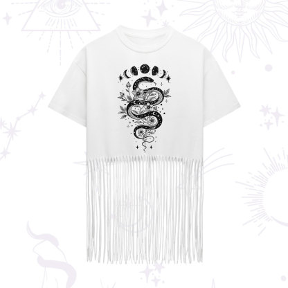 Purplehecate Serpent Spell Fringe Hem T-Shirt