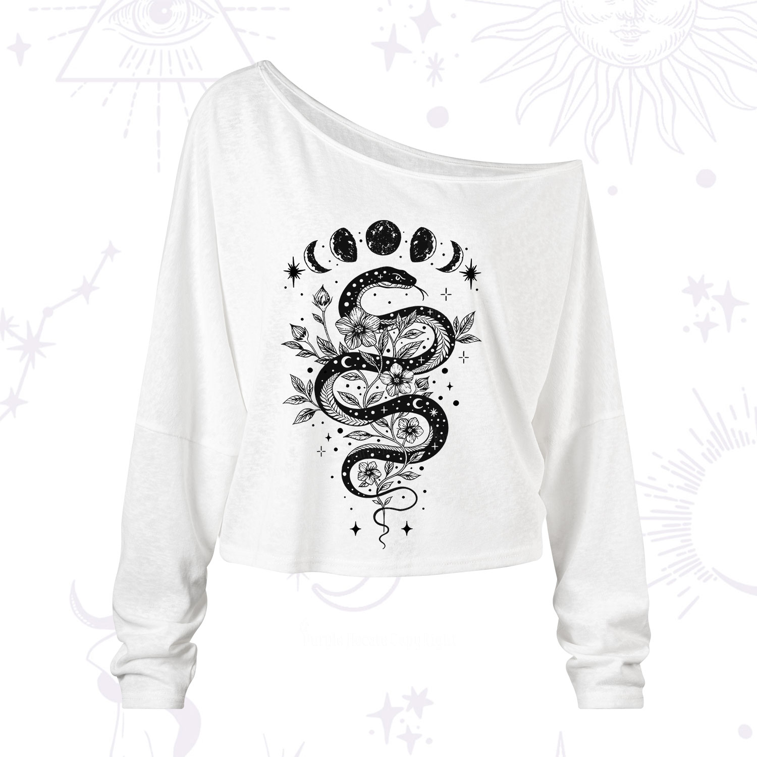 Purplehecate Serpent Spell One Shoulder Long Sleeve Shirt