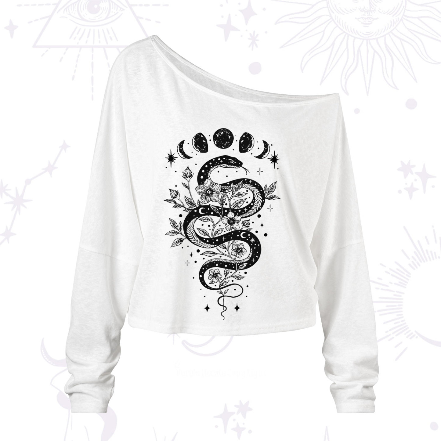 Purplehecate Serpent Spell One Shoulder Long Sleeve Shirt