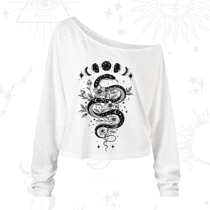 Purplehecate Serpent Spell One Shoulder Long Sleeve Shirt