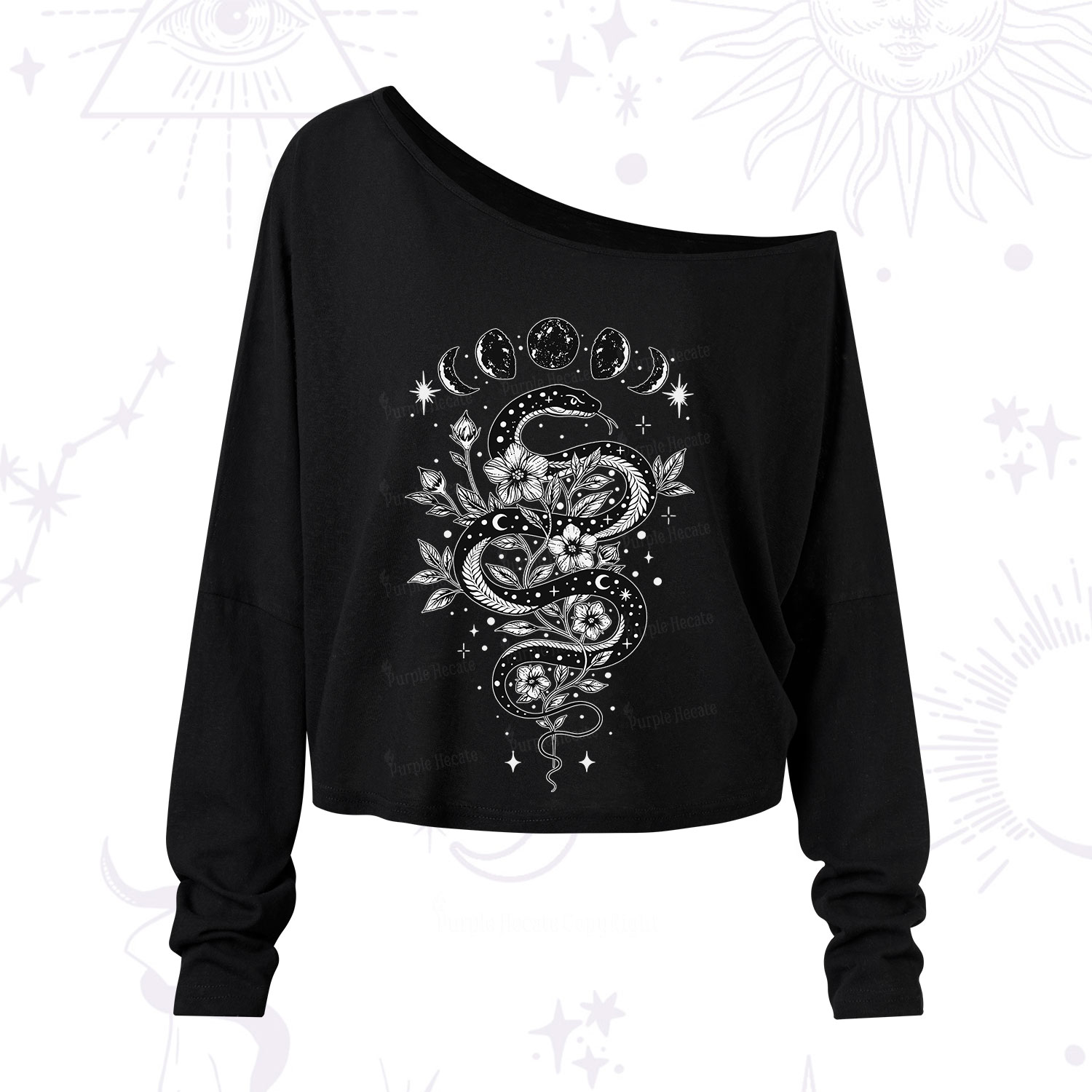 Purplehecate Serpent Spell One Shoulder Long Sleeve Shirt