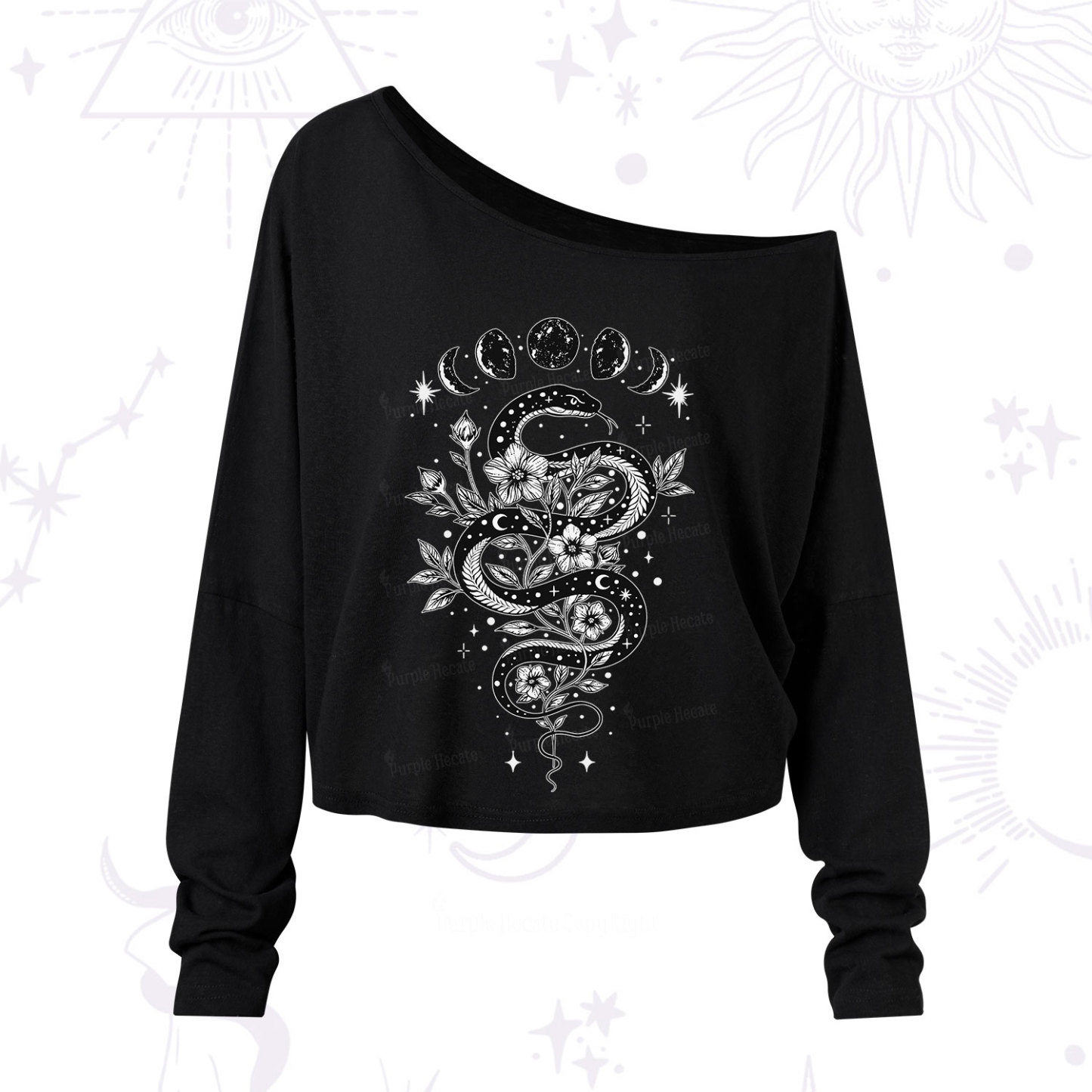 Purplehecate Serpent Spell One Shoulder Long Sleeve Shirt