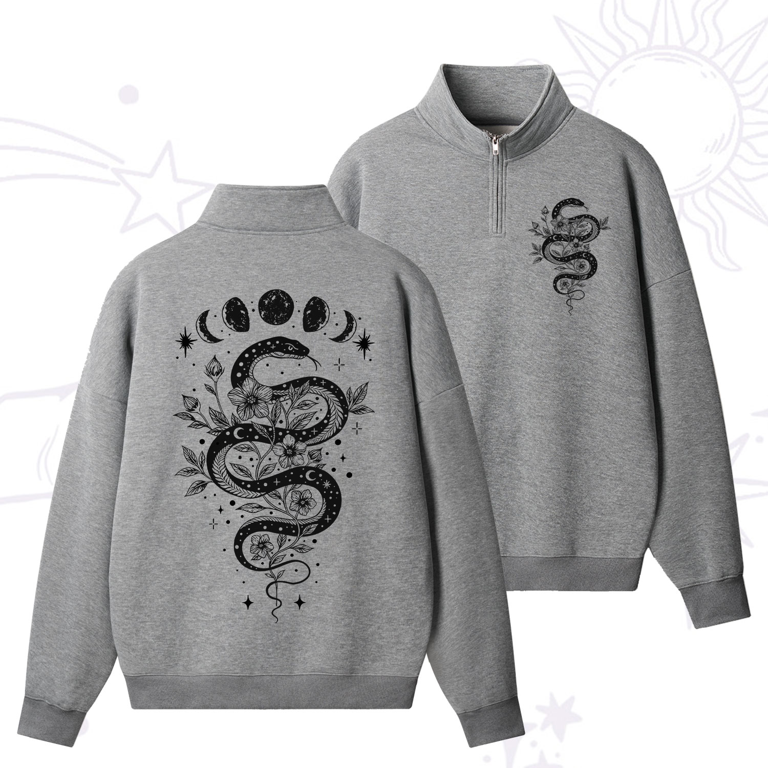 Purplehecate Serpent Spell Zip Fleece Sweatshirt