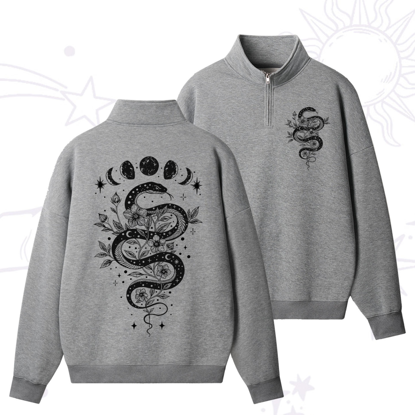Purplehecate Serpent Spell Zip Fleece Sweatshirt