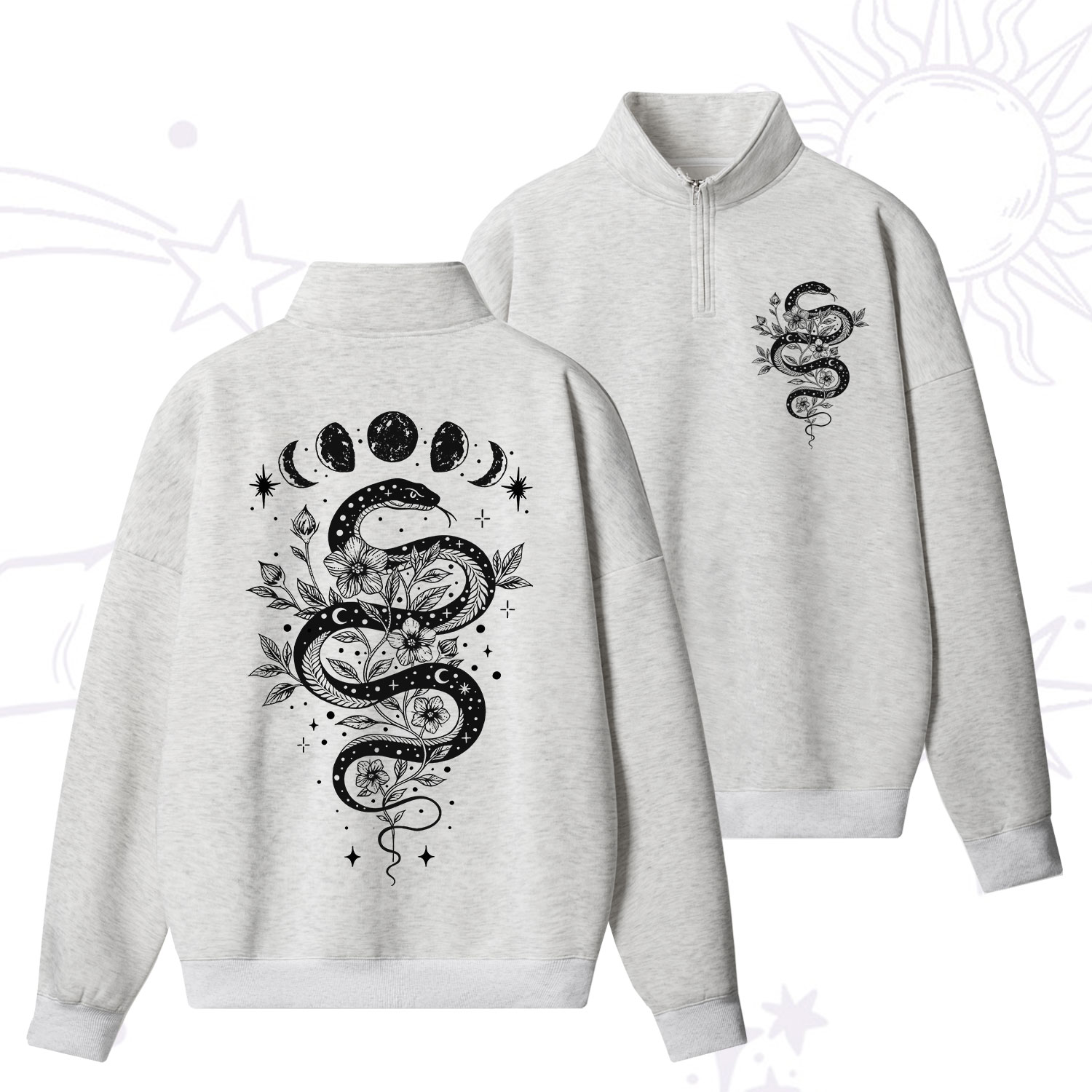 Purplehecate Serpent Spell Zip Fleece Sweatshirt
