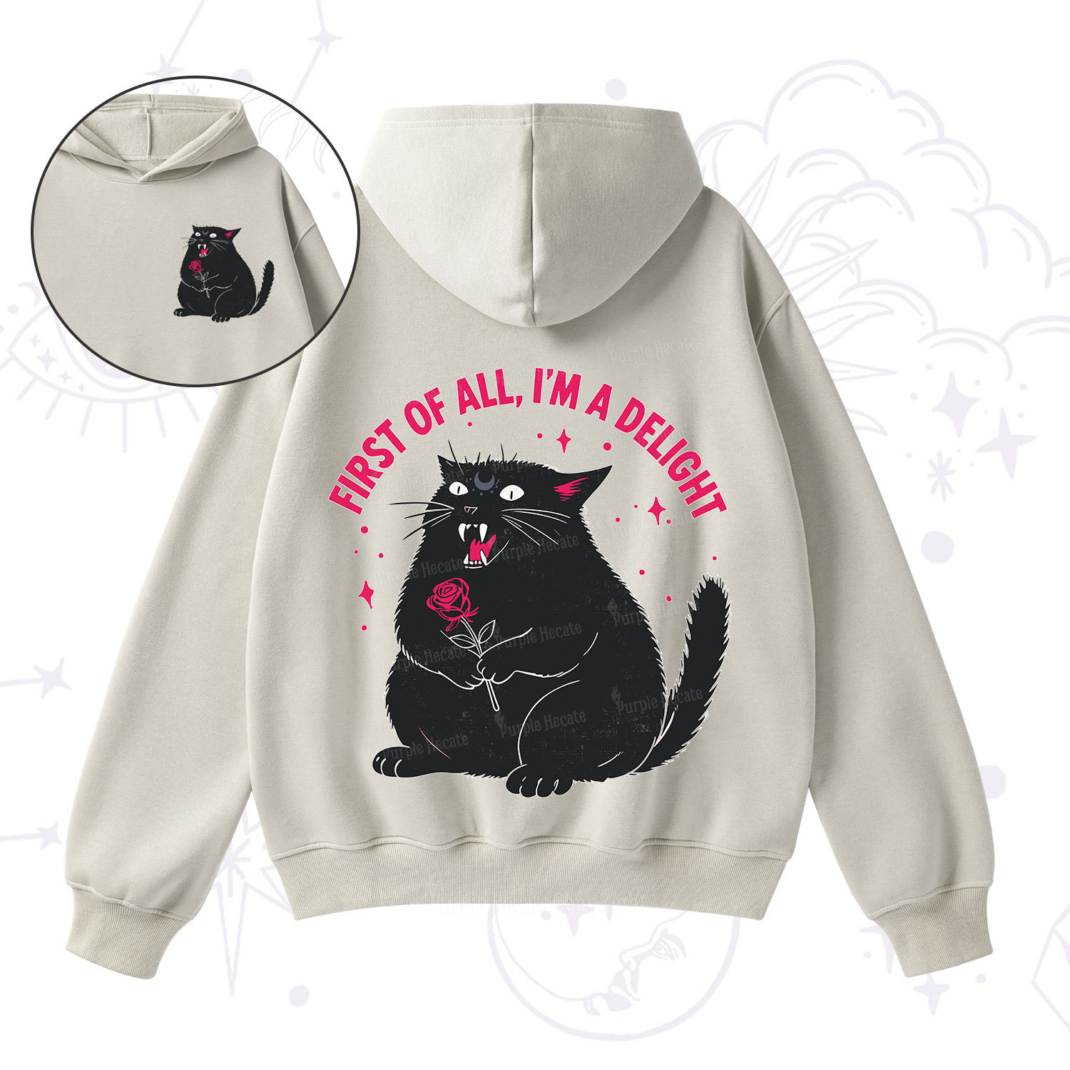 Purplehecate First Of All I'm A Delight Cat Fleece Hoodie Suit