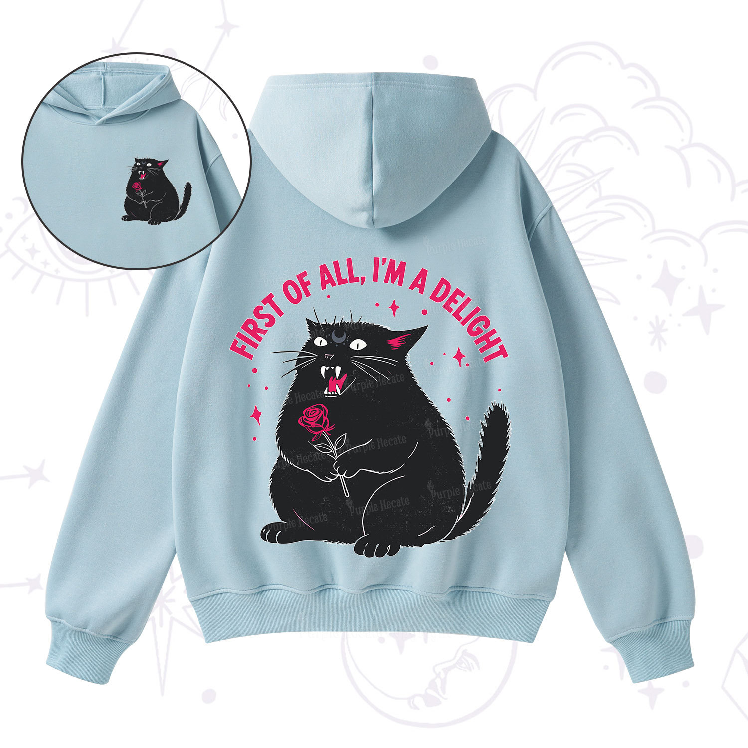 Purplehecate First Of All I'm A Delight Cat Fleece Hoodie Suit