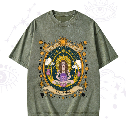 Purplehecate Aquarius Radiance Zodiac Washed T-Shirt