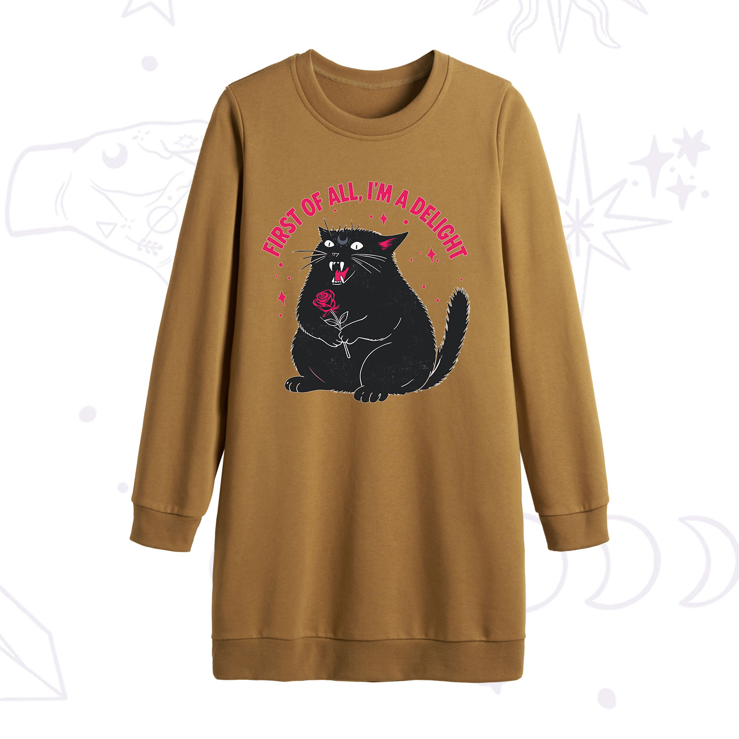Purplehecate First Of All I'm A Delight Cat Sweatshirt Dress