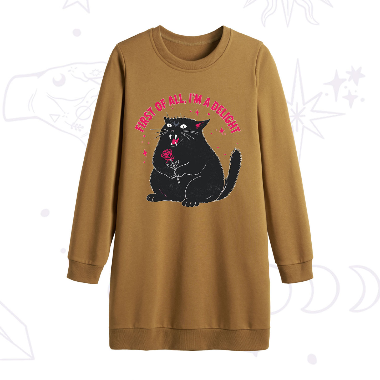 Purplehecate First Of All I'm A Delight Cat Sweatshirt Dress