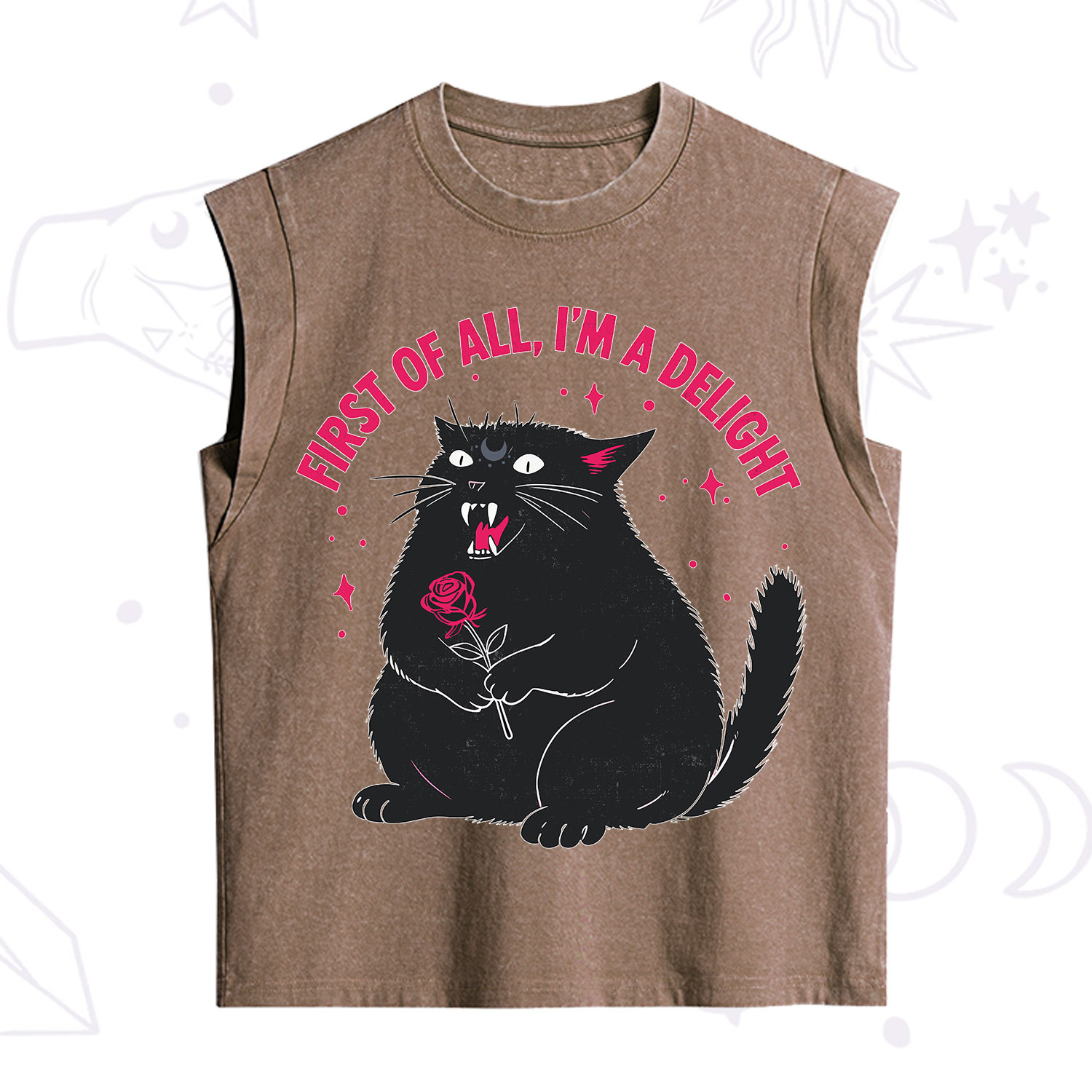 Purplehecate First Of All I'm A Delight Cat Vintage Washed Tank