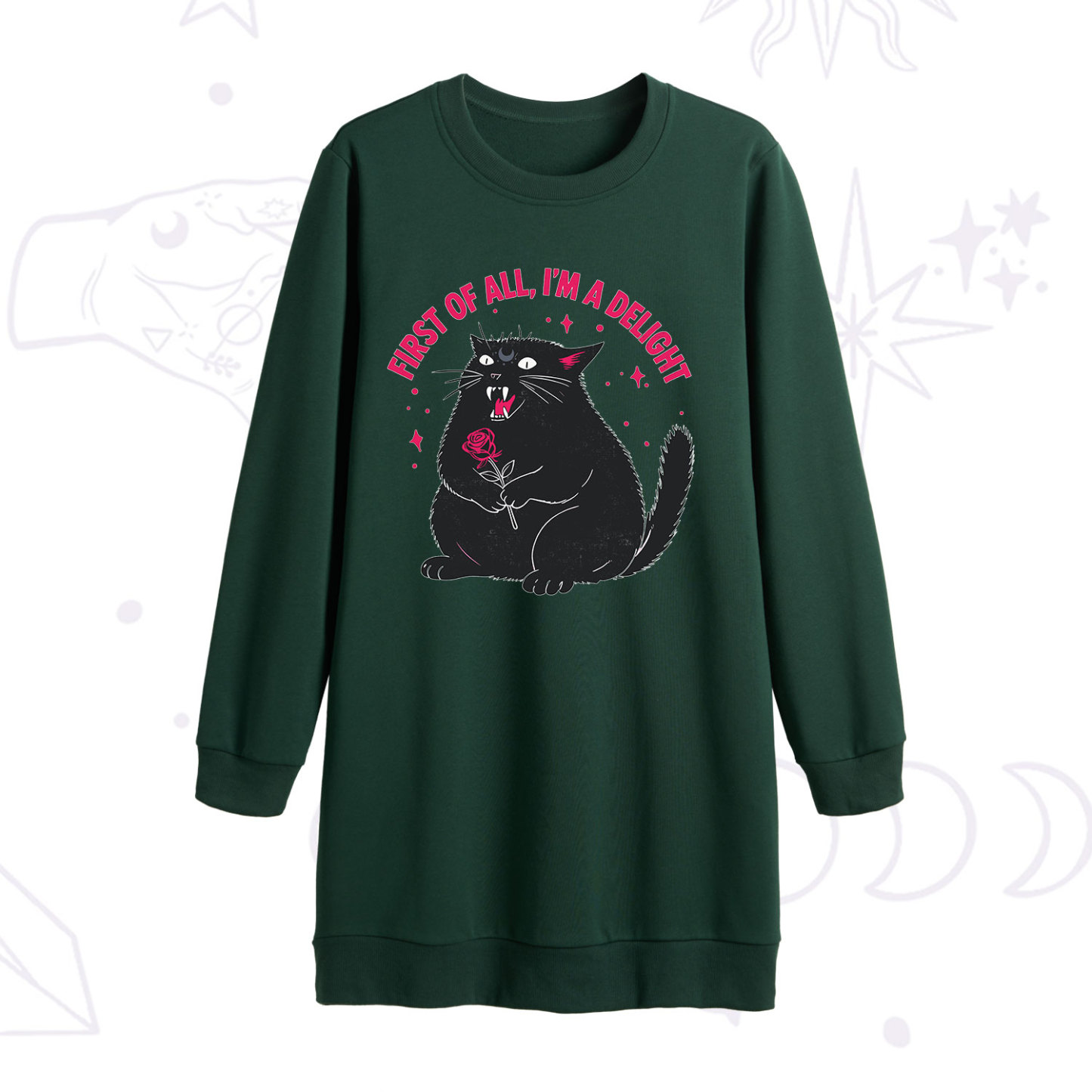 Purplehecate First Of All I'm A Delight Cat Sweatshirt Dress