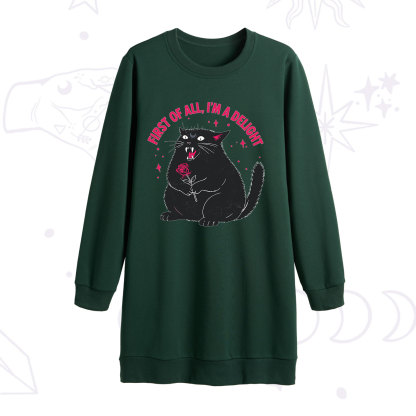 Purplehecate First Of All I'm A Delight Cat Sweatshirt Dress