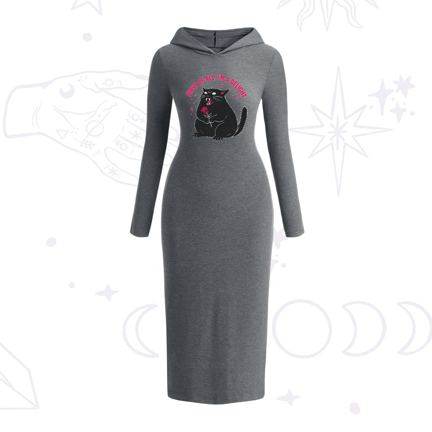 Purplehecate First Of All I'm A Delight Cat Hooded Knit Dress