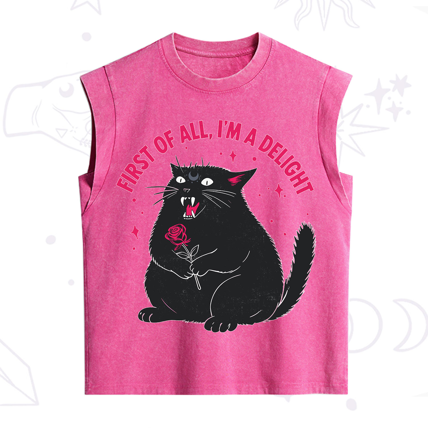 Purplehecate First Of All I'm A Delight Cat Vintage Washed Tank