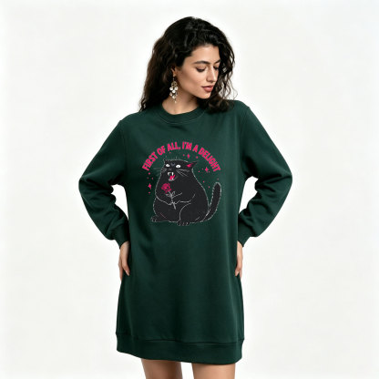 Purplehecate First Of All I'm A Delight Cat Sweatshirt Dress