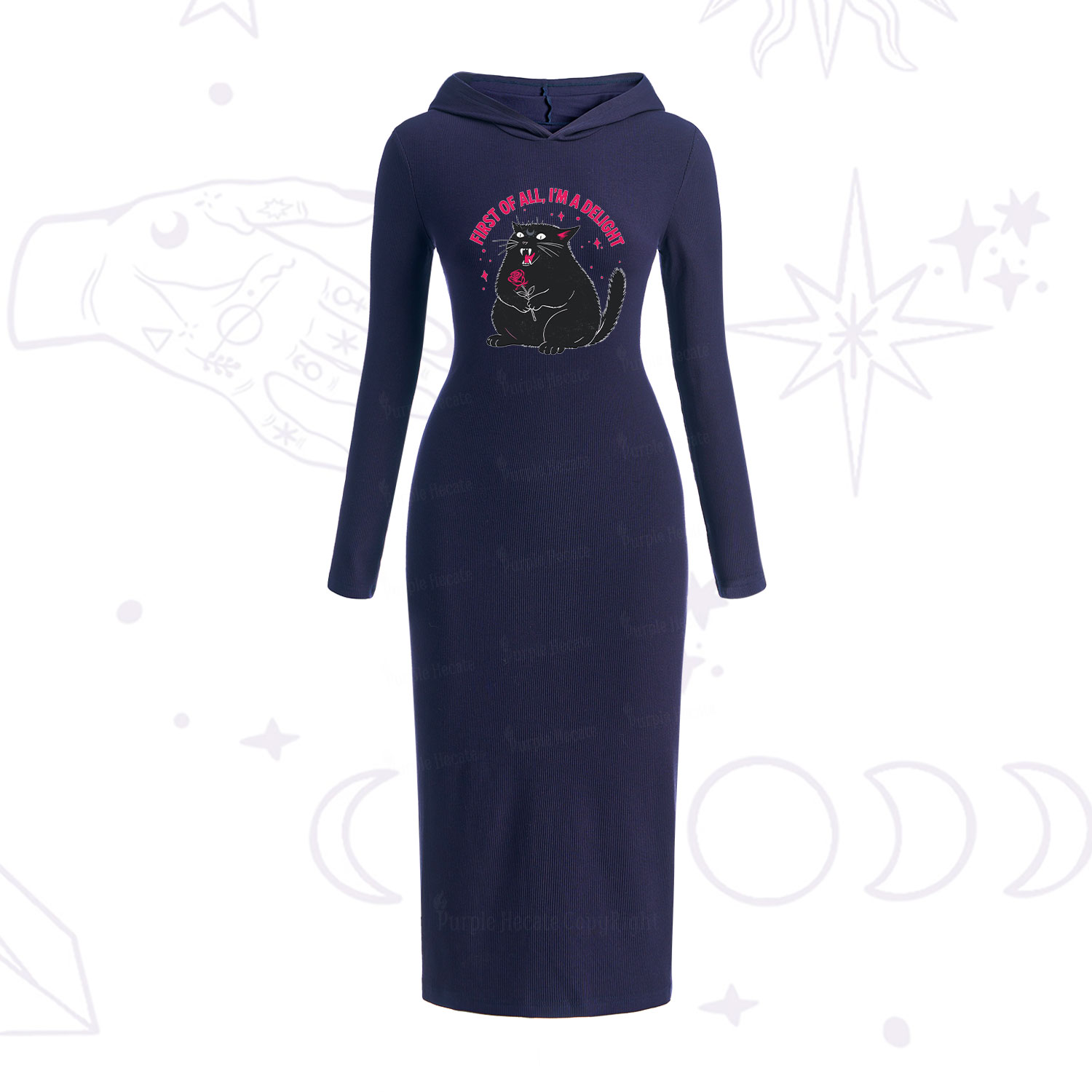 Purplehecate First Of All I'm A Delight Cat Hooded Knit Dress