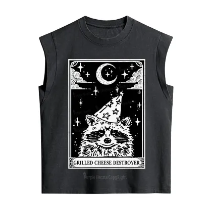 Purplehecate The Grilled Cheese Destroyer Tarot Raccoon Vintage Washed Tank