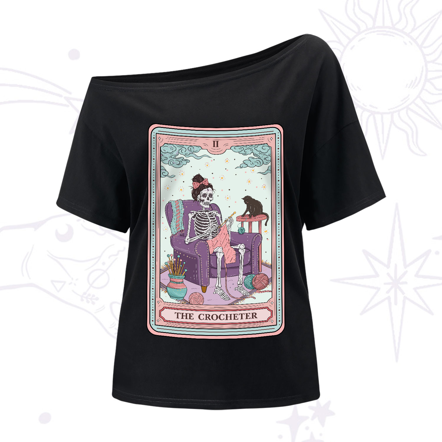Purplehecate The Crocheter Tarot One-Shoulder T-Shirt