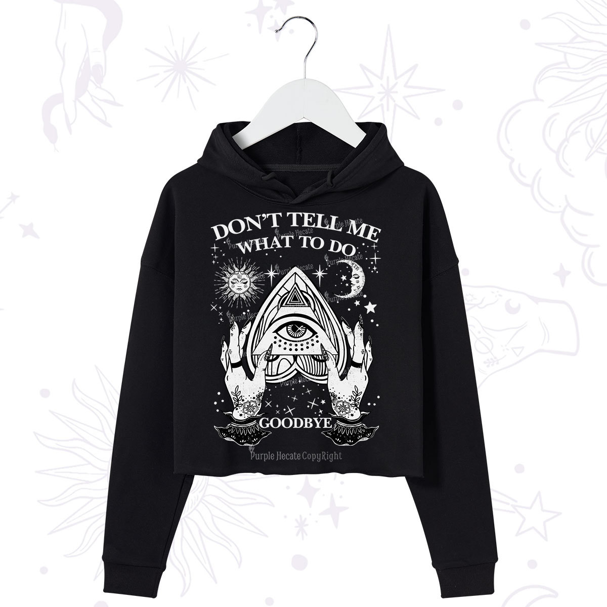 Purplehecate Don't Tell Me What To Do Witch Planchette Eye Crop Hoodie