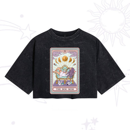 Purplehecate The Dog Mom Tarot Washed Cropped T-Shirt