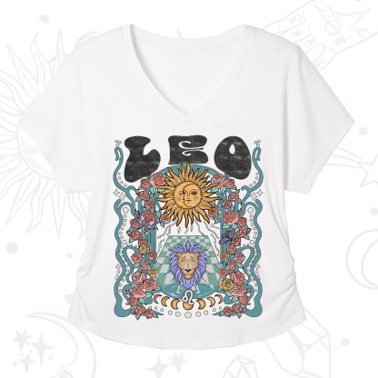 Purplehecate Leo Spirit Zodiac V-Neck T-Shirt