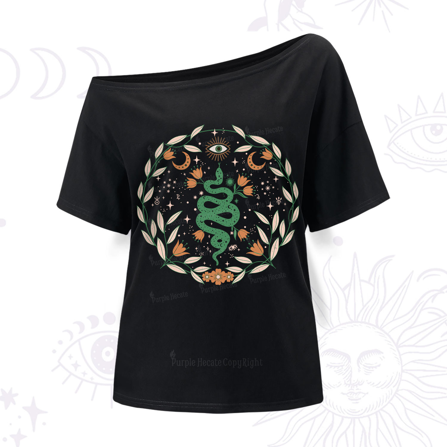 Purplehecate Mystic Serpent One Shoulder T-Shir