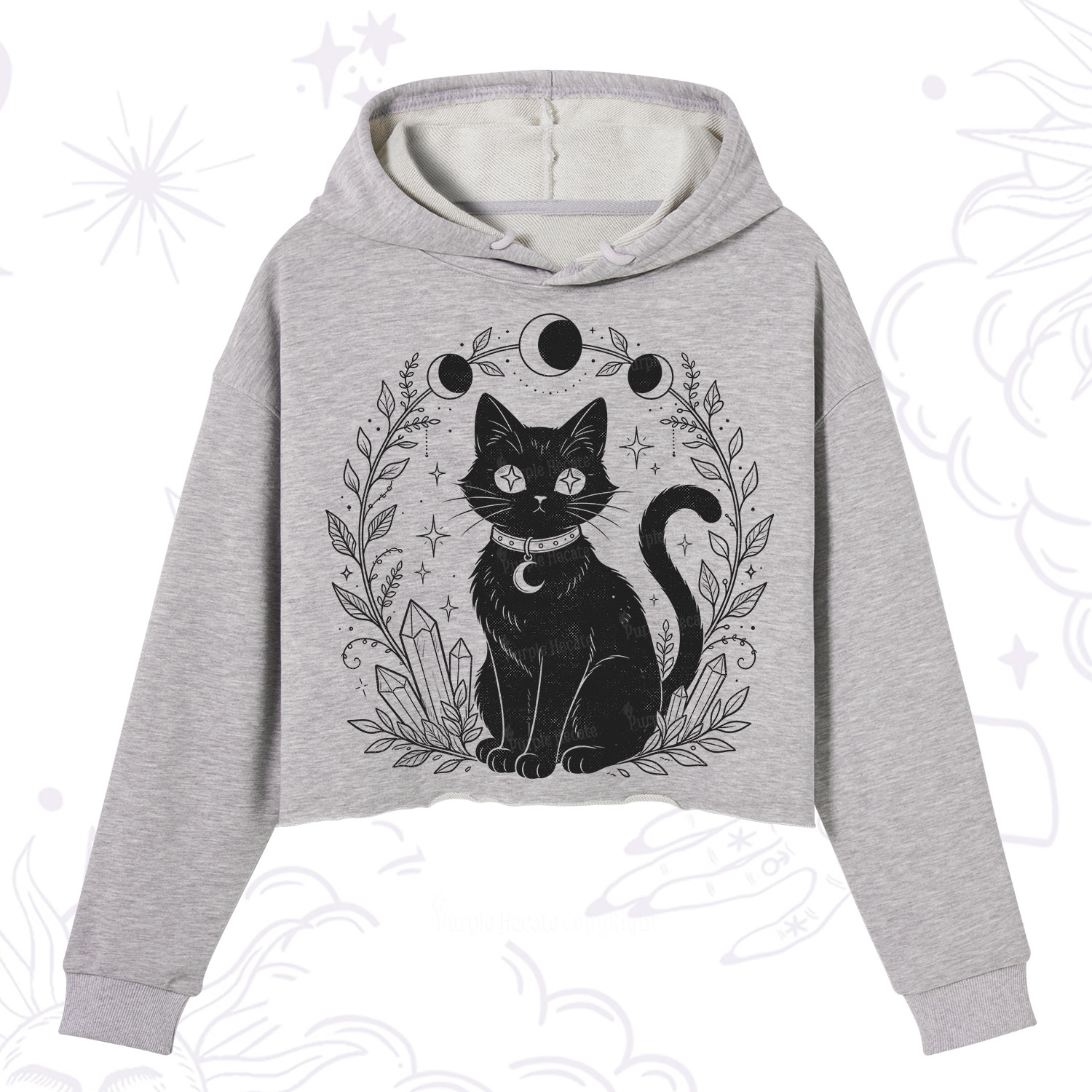 Purplehecate Mystical Cat Crop Hoodie