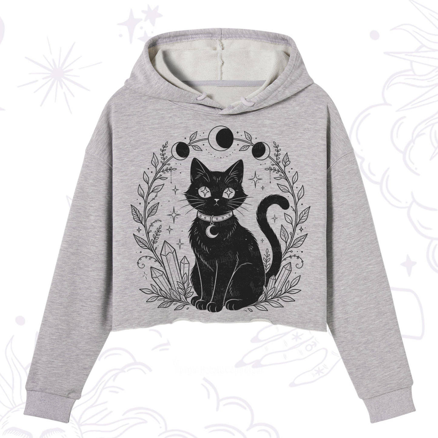Purplehecate Mystical Cat Crop Hoodie
