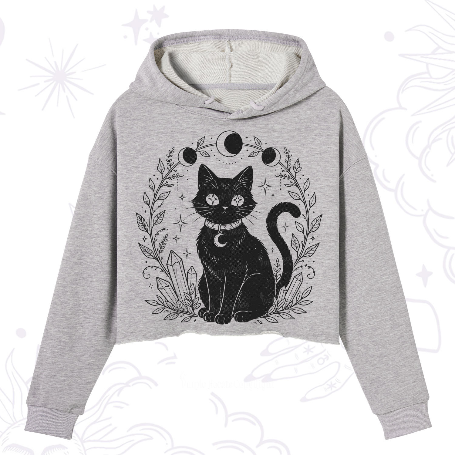 Purplehecate Mystical Cat Crop Hoodie