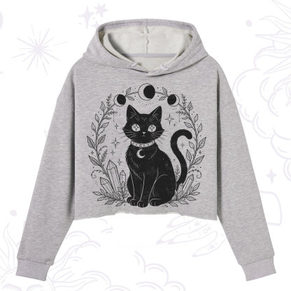Purplehecate Mystical Cat Crop Hoodie