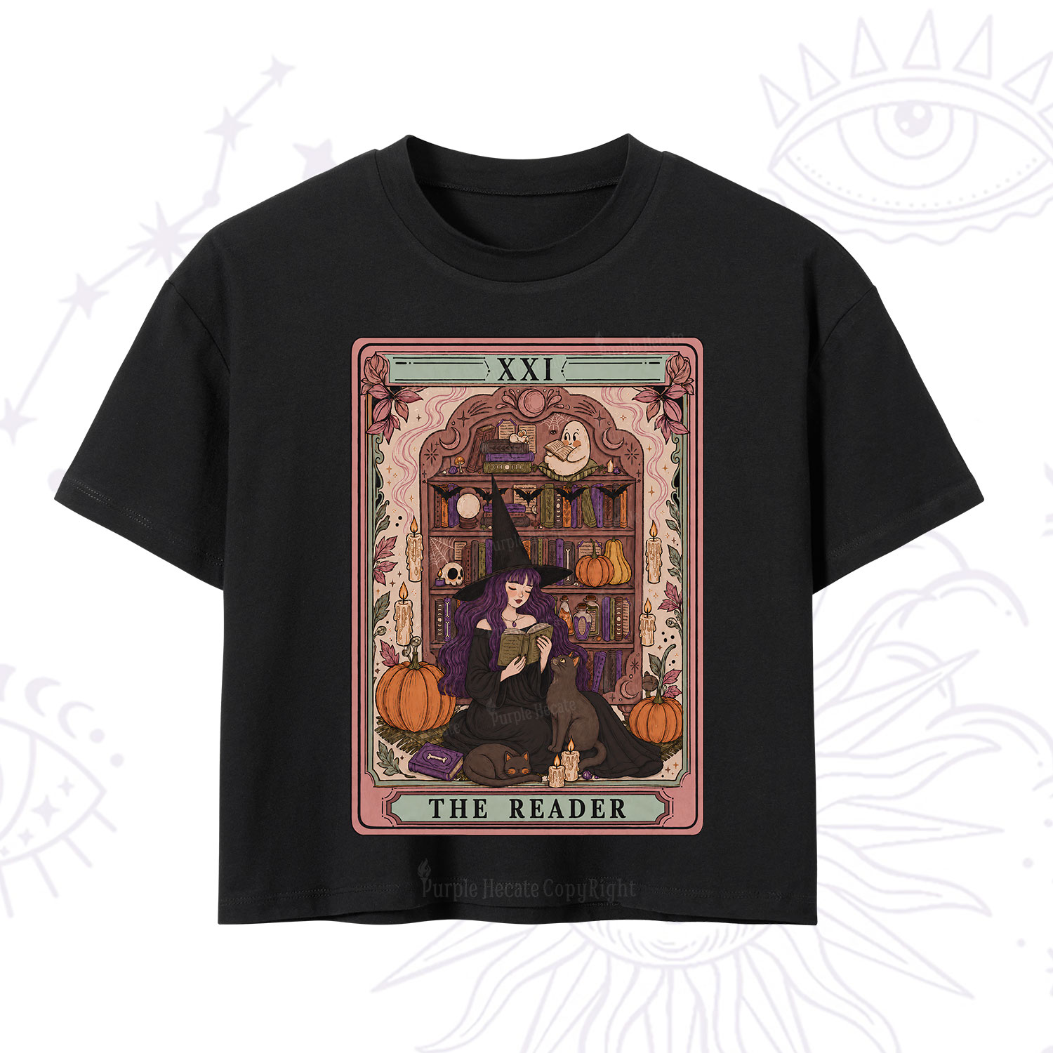 Purplehecate The Reader Tarot Bookish Witch Crop T-Shirt