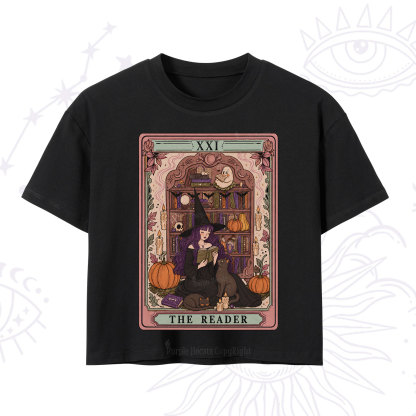 Purplehecate The Reader Tarot Bookish Witch Crop T-Shirt