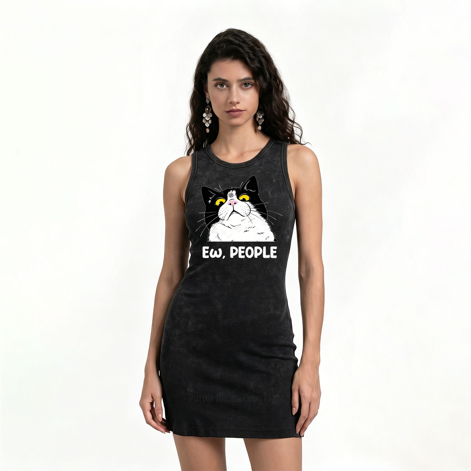Purplehecate Ew People Cat Vintage Bodycon Tank Dress