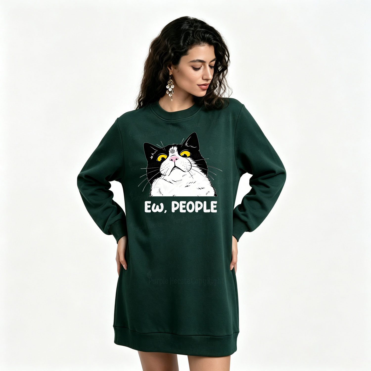 Purplehecate Ew People Cat Sweatshirt Dress