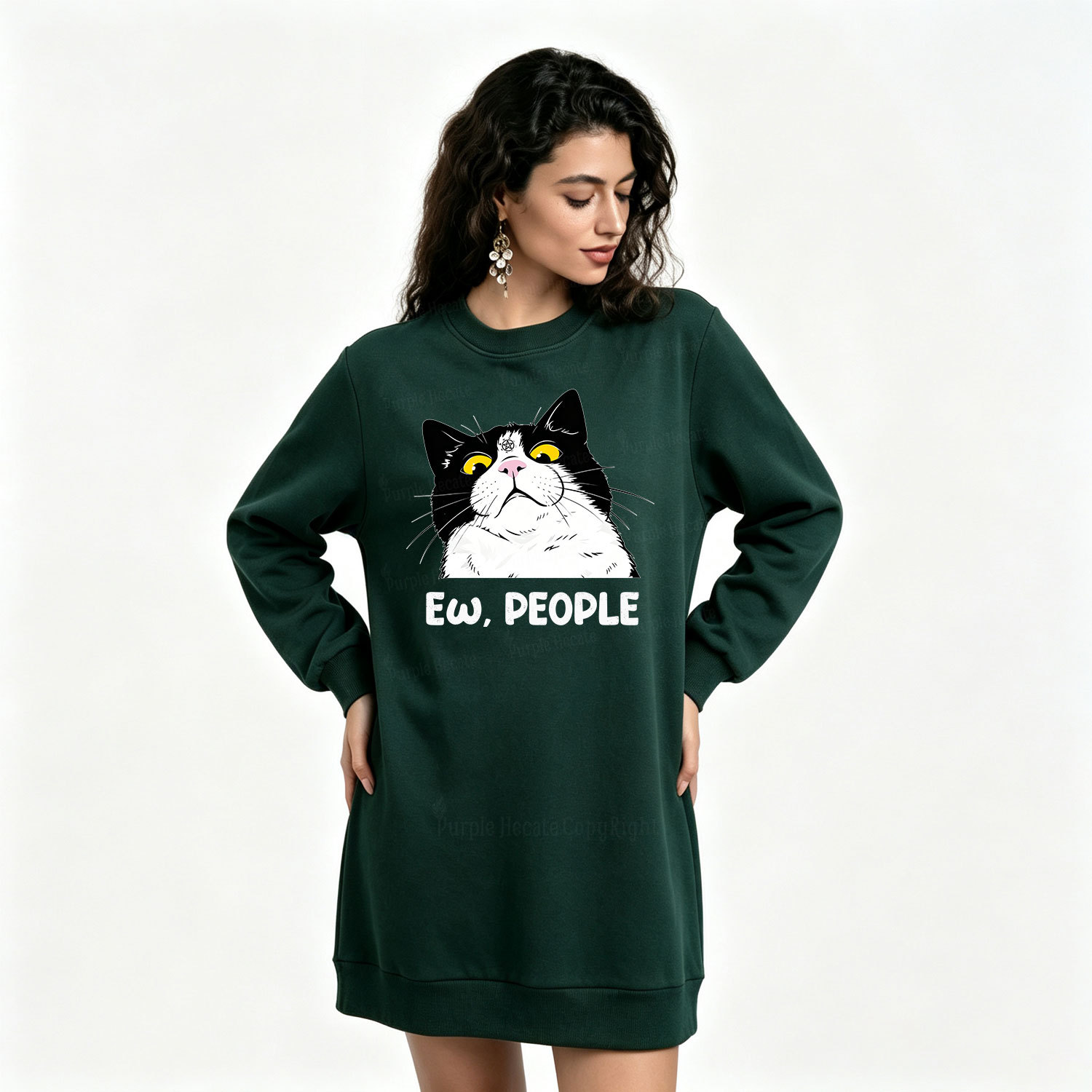 Purplehecate Ew People Cat Sweatshirt Dress