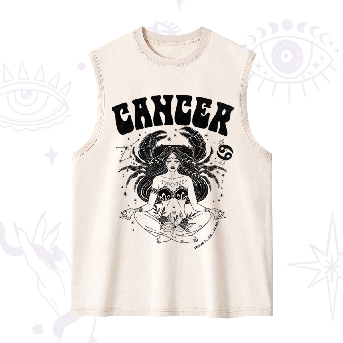 Purplehecate Cancer Zodiac Glyphs Washed Tank