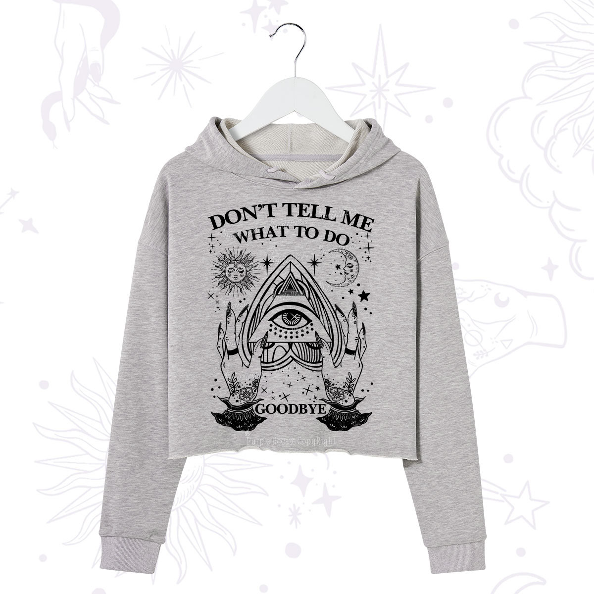 Purplehecate Don't Tell Me What To Do Witch Planchette Eye Crop Hoodie