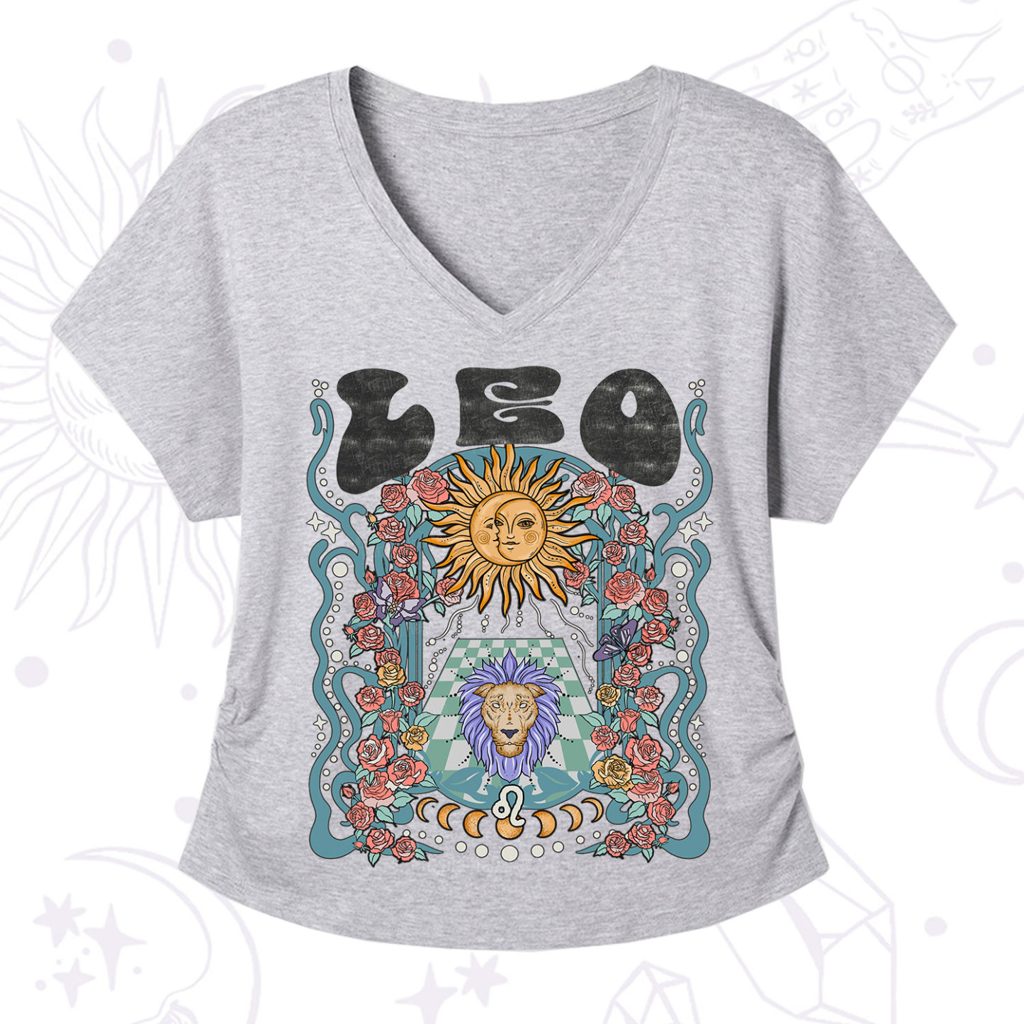 Purplehecate Leo Spirit Zodiac V-Neck T-Shirt