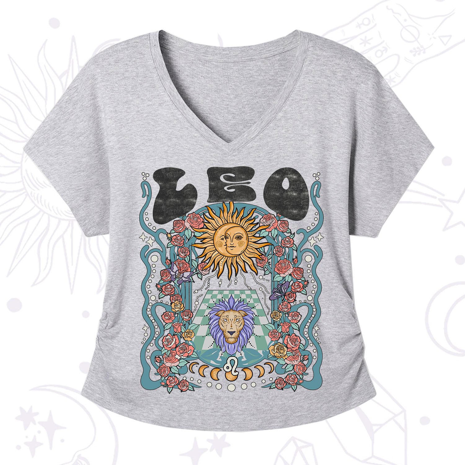 Purplehecate Leo Spirit Zodiac V-Neck T-Shirt