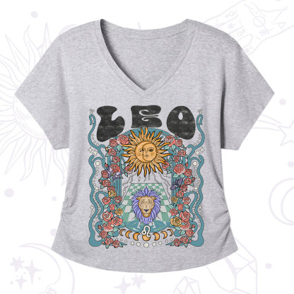 Purplehecate Leo Spirit Zodiac V-Neck T-Shirt