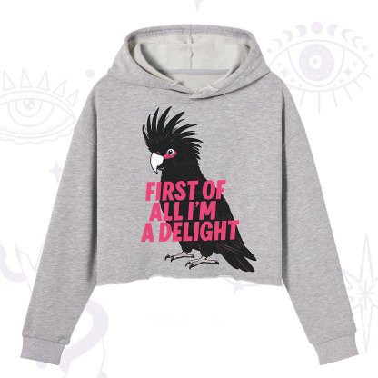 Purplehecate First Of All I'm A Delight Parrot Crop Hoodie