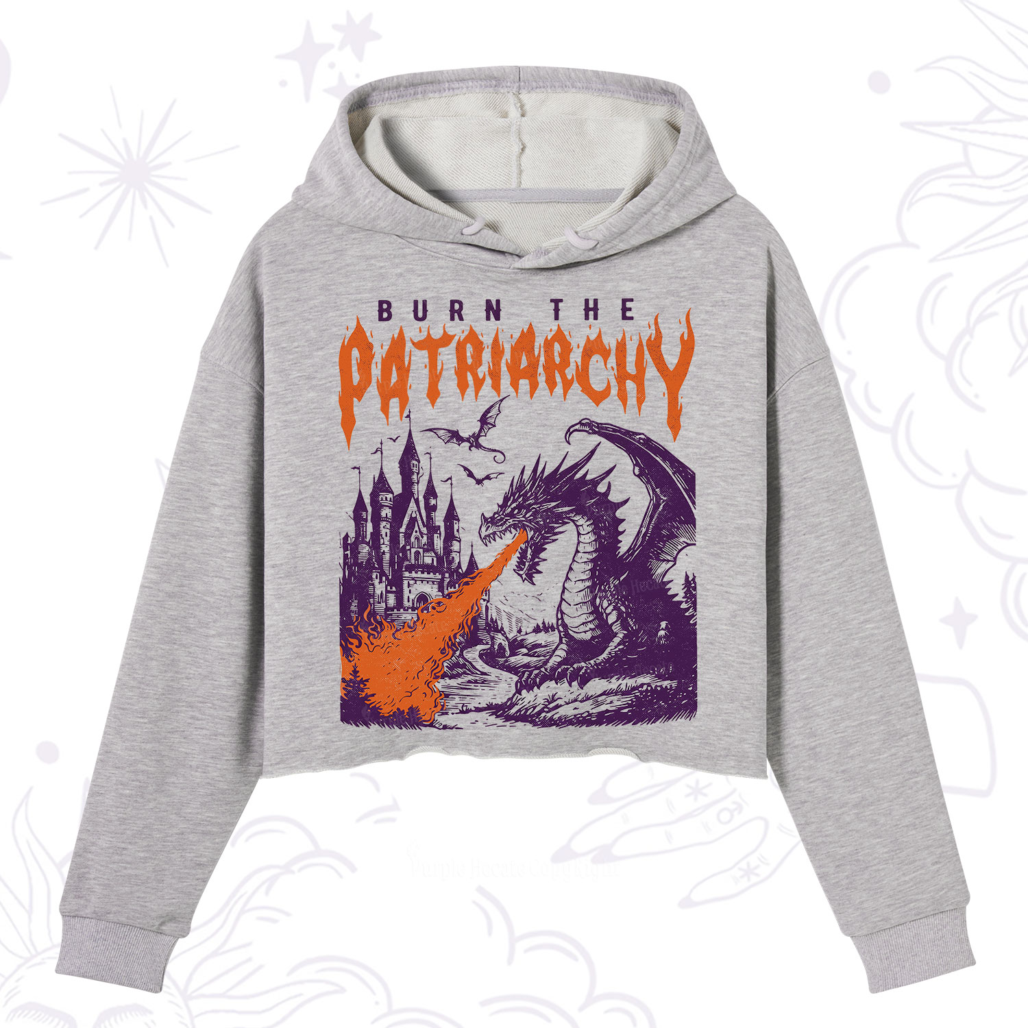 Purplehecate Burn the Patriarchy Dragon Crop Hoodie