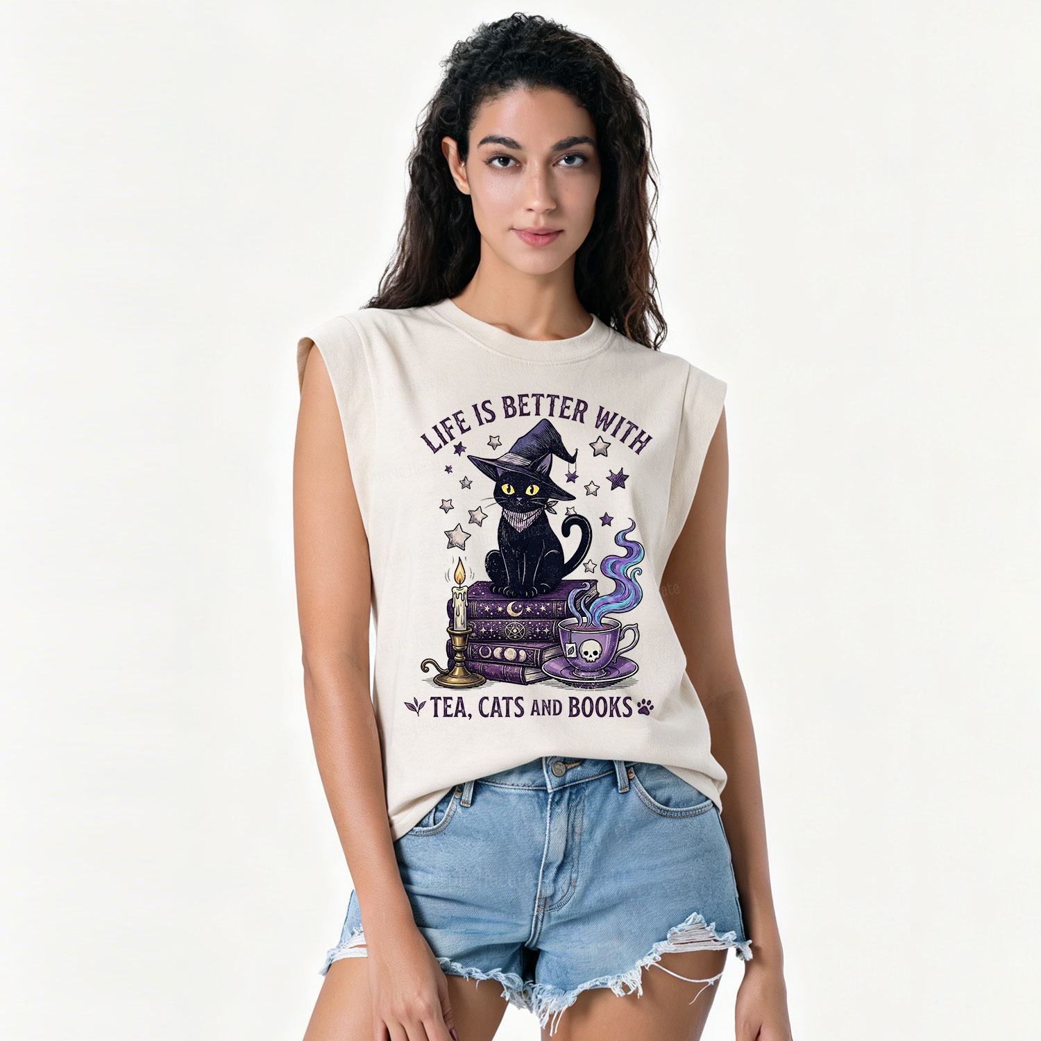 Purplehecate Life Is Better With Cats And Books Vintage Washed Tank