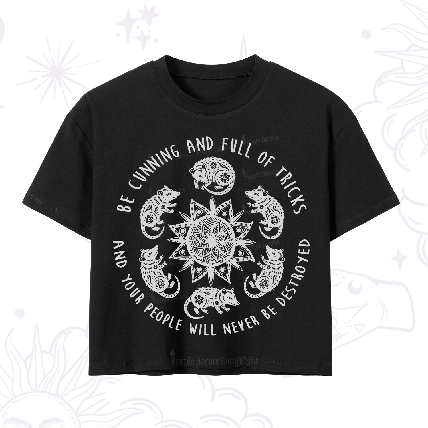Purplehecate Cunning Possum Protection Spell Crop T-Shirt