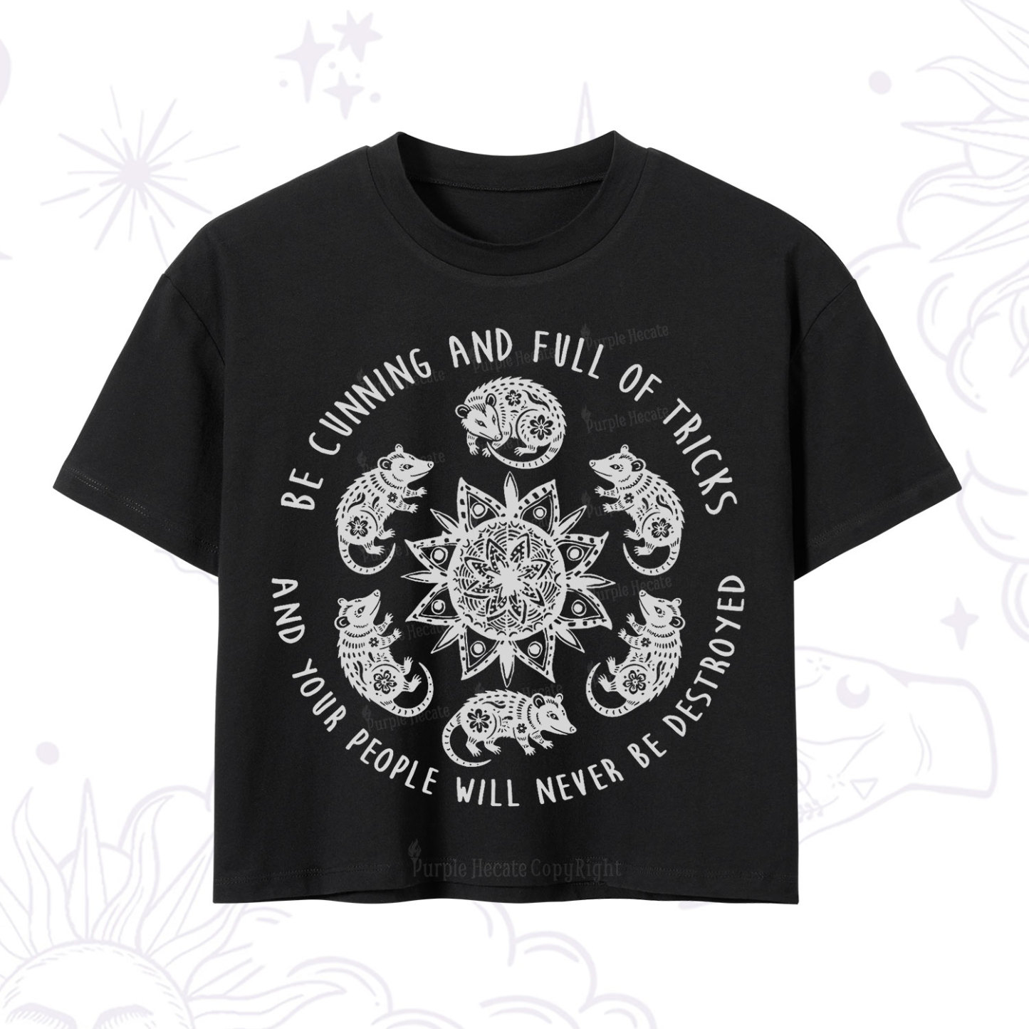 Purplehecate Cunning Possum Protection Spell Crop T-Shirt