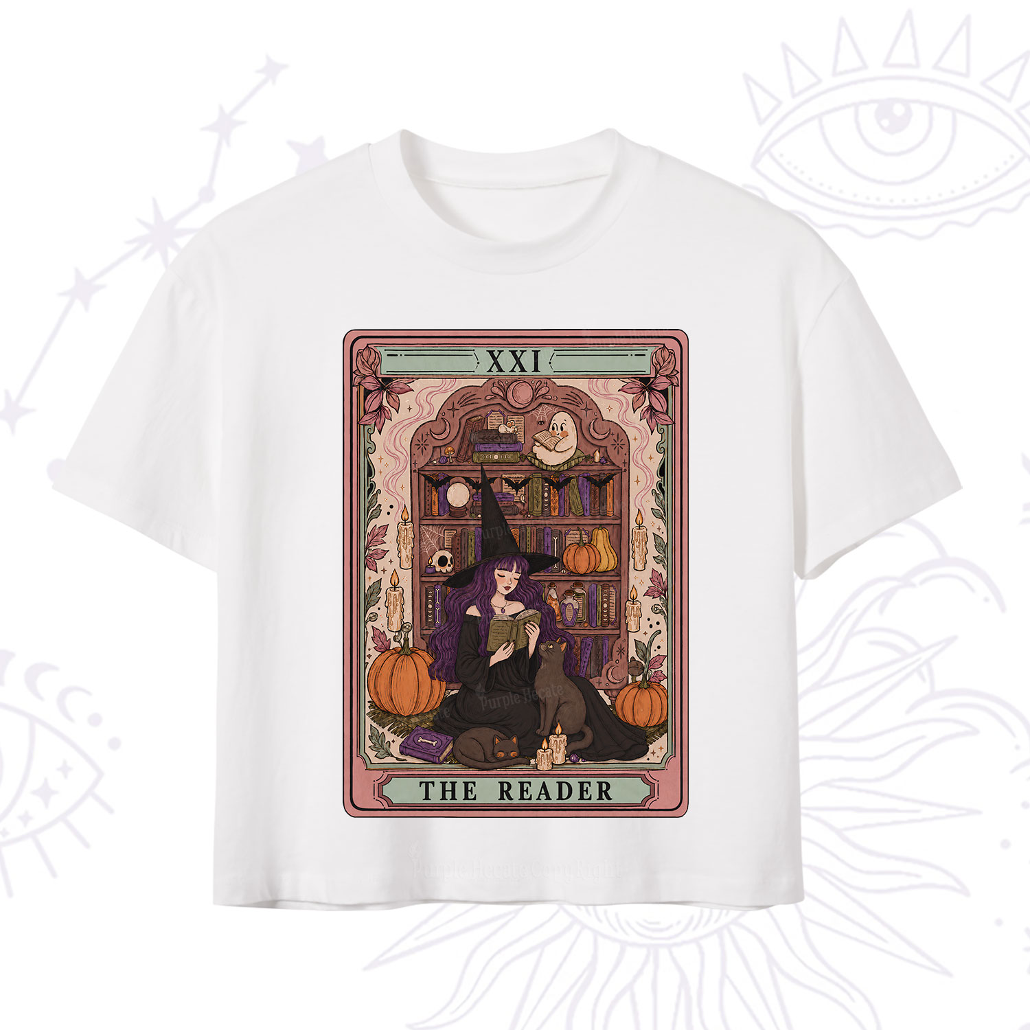 Purplehecate The Reader Tarot Bookish Witch Crop T-Shirt