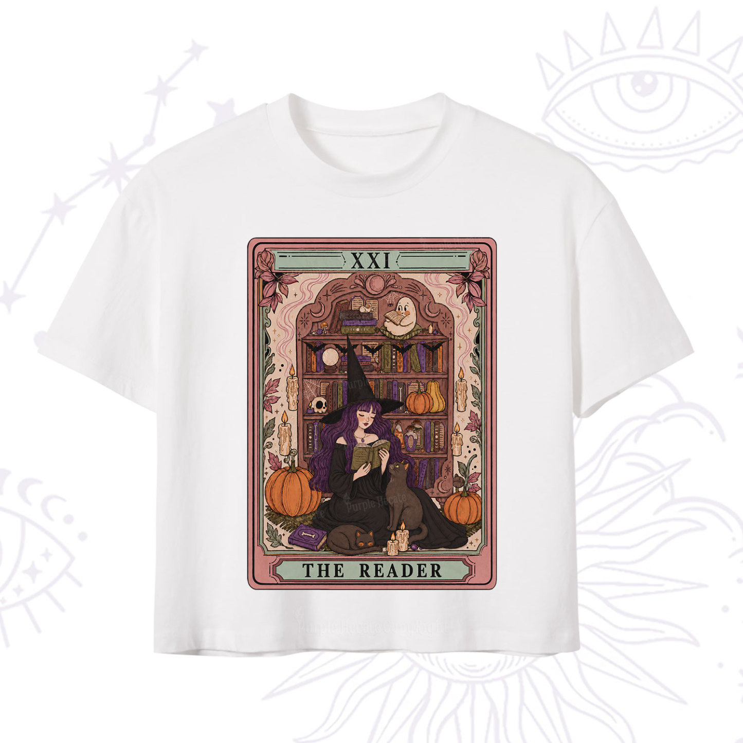 Purplehecate The Reader Tarot Bookish Witch Crop T-Shirt