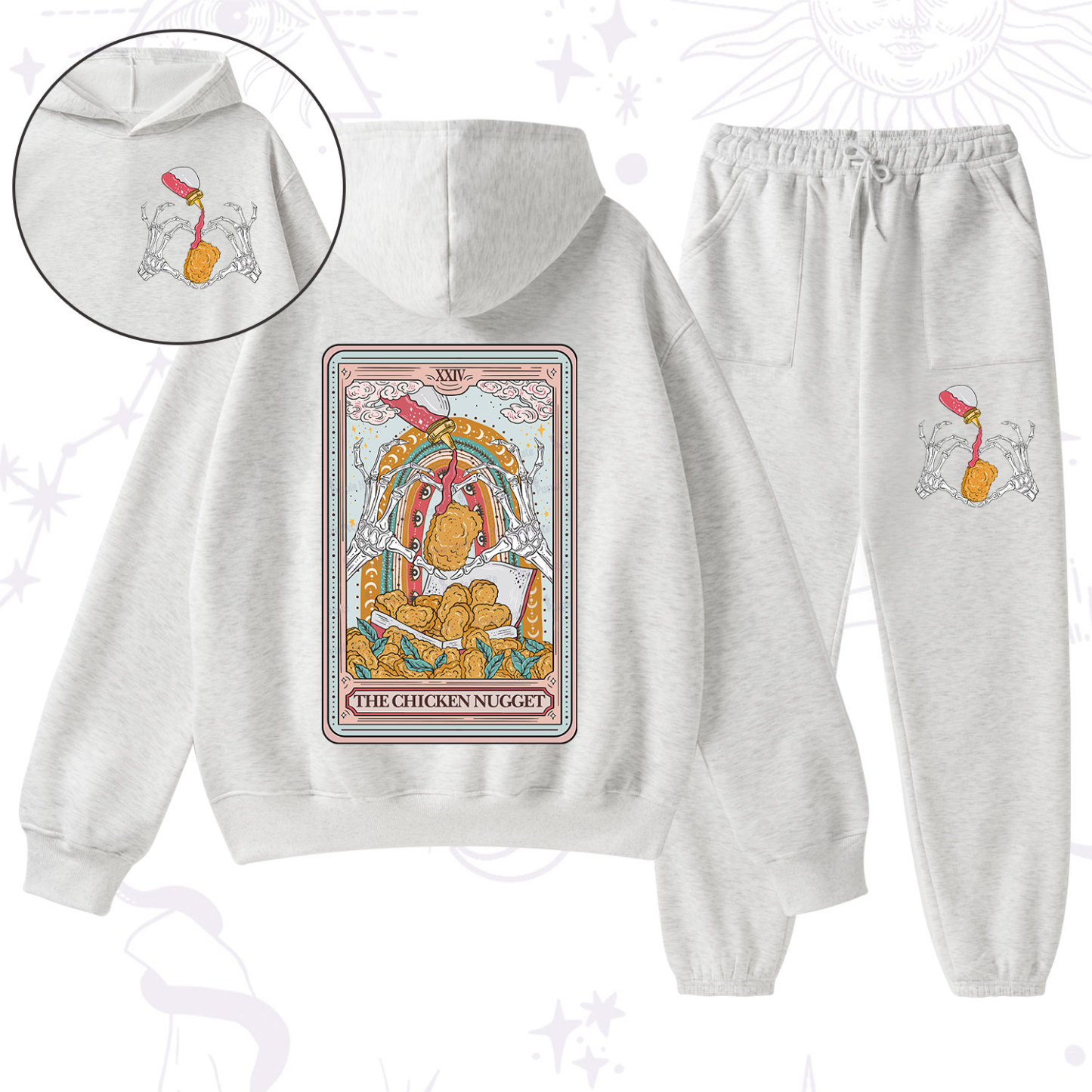 Purplehecate The Chicken Nugget Food Tarot Fleece Hoodie Suit
