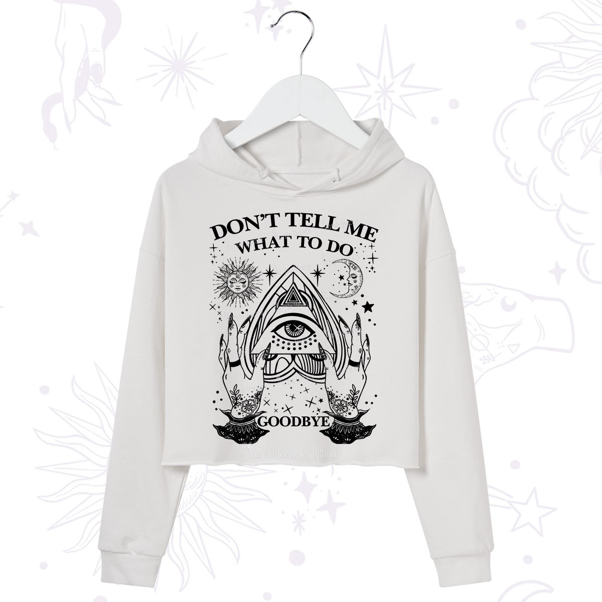 Purplehecate Don't Tell Me What To Do Witch Planchette Eye Crop Hoodie